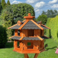 DARLUX Vogelvilla XL Futterstelle Doppelstock Vogelhaus + Ständer Braun/ Schwarz Garten Vogelfutterhaus Wetterfest