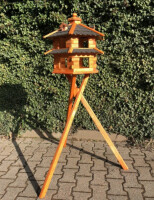 DARLUX Vogelvilla XL Futterstelle Doppelstock Vogelhaus + Ständer Braun/ Schwarz Garten Vogelfutterhaus Wetterfest