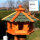 DARLUX Vogelfutterhaus M I Futterstelle I Sechseck Vogelhaus I aus Holz I Braun/ Grün I Garten I Vogelfutterhaus I Wetterfest