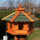 DARLUX Vogelfutterhaus M I Futterstelle I Sechseck Vogelhaus I aus Holz I Braun/ Grün I Garten I Vogelfutterhaus I Wetterfest