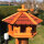 DARLUX Vogelfutterhaus M I Futterstelle I Sechseck Vogelhaus I aus Holz I Braun/ RotI Garten I Vogelfutterhaus I Wetterfest