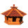 DARLUX Vogelfutterhaus M I Futterstelle I Sechseck Vogelhaus I aus Holz I Braun/ RotI Garten I Vogelfutterhaus I Wetterfest