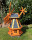 DARLUX Sechseck Garten-Windmühle aus Holz kugelgelagert Braun/Blau Höhe 70 cm