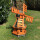 DARLUX Sechseck Garten-Windmühle aus Holz kugelgelagert Braun/Grün Höhe 70 cm