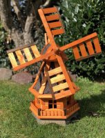 DARLUX Sechseck Garten-Windmühle aus Holz kugelgelagert Braun/Schwarz Höhe 70 cm
