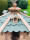 DARLUX Vogel Futter Haus L Futterstelle Sechseck Holz Vogelhaus Braun/ Grün Vogelfutterhaus Wetterfest
