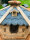 DARLUX Vogel Futter Haus L Futterstelle Sechseck Holz Vogelhaus Braun/ Blau Vogelfutterhaus Wetterfest