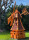 DARLUX Sechseck Garten-Windmühle aus Holz kugelgelagert Braun/Rot Höhe 95 cm
