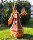 DARLUX Sechseck Garten-Windmühle aus Holz kugelgelagert Braun/Rot Höhe 95 cm