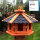 DARLUX Vogelfutterhaus M I Futterstelle I Sechseck Vogelhaus I aus Holz I Braun/ Blau I Garten I Vogelfutterhaus I Wetterfest