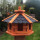 DARLUX Vogelfutterhaus M I Futterstelle I Sechseck Vogelhaus I aus Holz I Braun/ Blau I Garten I Vogelfutterhaus I Wetterfest