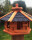 DARLUX Vogelfutterhaus M I Futterstelle I Sechseck Vogelhaus I aus Holz I Braun/ Blau I Garten I Vogelfutterhaus I Wetterfest