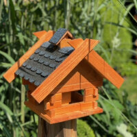 DARLUX Rechteckiges Holz Vogelhaus M Vogel Futter Haus  Futterstelle Braun/ Blau