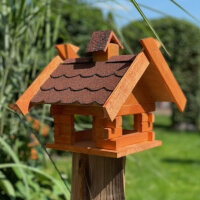 DARLUX Rechteckiges Holz Vogelhaus M Vogel Futter Haus  Futterstelle Braun/Rot