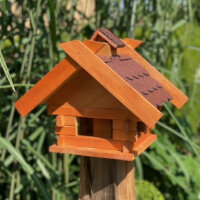DARLUX Rechteckiges Holz Vogelhaus M Vogel Futter Haus  Futterstelle Braun/Rot