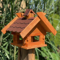 DARLUX Rechteckiges Holz Vogelhaus M Vogel Futter Haus  Futterstelle Braun/Rot