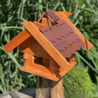 DARLUX Rechteckiges Holz Vogelhaus M Vogel Futter Haus  Futterstelle Braun/Rot