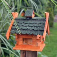 DARLUX Rechteckiges Holz Vogelhaus M Vogel Futter Haus  Futterstelle Braun/Grün