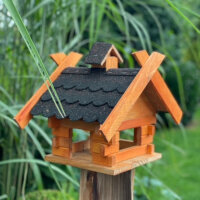 DARLUX Rechteckiges Holz Vogelhaus M Vogel Futter Haus  Futterstelle Br./Schwarz