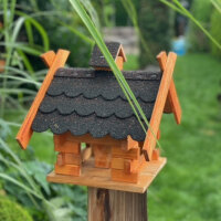 DARLUX Rechteckiges Holz Vogelhaus M Vogel Futter Haus  Futterstelle Br./Schwarz