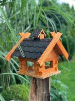 DARLUX Rechteckiges Holz Vogelhaus M Vogel Futter Haus  Futterstelle Br./Schwarz