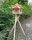 DARLUX Vogel Futter Haus L Sechseck Holz Vogelhaus+ Ständer Natur/ Rotbraun