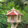 DARLUX Vogel Futter Haus L Sechseck Holz Vogelhaus+ Ständer Natur/ Rotbraun