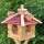 DARLUX Vogel Futter Haus L Sechseck Holz Vogelhaus+ Ständer Natur/ Rotbraun