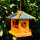 DARLUX Vogel Futter Haus Futterstelle Sechseck Holz Vogelhaus Hängend Braun/Blau