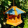 DARLUX Vogel Futter Haus Futterstelle Sechseck Holz Vogelhaus Hängend Braun/Blau