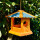DARLUX Vogel Futter Haus Futterstelle Sechseck Holz Vogelhaus Hängend Braun/Blau