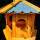 DARLUX Vogel Futter Haus Futterstelle Sechseck Holz Vogelhaus Hängend Braun/Blau