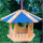 DARLUX Vogel Futter Haus Futterstelle Sechseck Holz Vogelhaus Hängend Braun/Blau