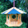 DARLUX Vogel Futter Haus Futterstelle Sechseck Holz Vogelhaus Hängend Braun/Blau