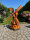 DARLUX Sechseck Garten-Windmühle aus Holz kugelgelagert Braun/Rot Höhe 120 cm