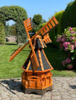 DARLUX Sechseck Garten-Windmühle aus Holz kugelgelagert Braun/Schwarz Höhe 120cm