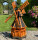 DARLUX Sechseck Garten-Windmühle aus Holz kugelgelagert Braun/Schwarz Höhe 120cm