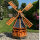 DARLUX Sechseck Garten-Windmühle aus Holz kugelgelagert Braun/Blau Höhe 120 cm
