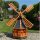 DARLUX Sechseck Garten-Windmühle aus Holz kugelgelagert Braun/Blau Höhe 120 cm