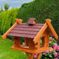 DARLUX Rechteckiges Vogel Futter Haus XL Holz Vogelhaus + Stände Braun/ Rot