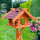 DARLUX Rechteckiges Vogel Futter Haus XL Holz Vogelhaus + Stände Braun/ Rot