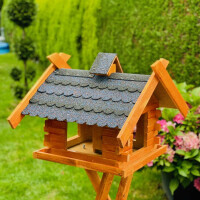 DARLUX Rechteckiges Vogel Futter Haus XL Holz Vogelhaus + Stände Braun/Blau
