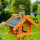 DARLUX Rechteckiges Vogel Futter Haus XL Holz Vogelhaus + Stände Braun/Blau