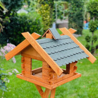 DARLUX Rechteckiges Vogel Futter Haus XL Futterstelle Holz Vogelhaus Braun/ Grün