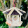 DARLUX Sechseck Vogel Futter Haus  Vogelhaus Hängend Natur/Dunkelbraun