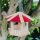 DARLUX Sechseck Vogel Futter Haus  Vogelhaus Hängend Natur/Dunkelbraun Natur/Rot