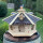 DARLUX Vogel Futter Haus XL Sechseck Holz Vogelhaus Futterspender Natur/ Schwarz Vogelfutterhaus Wetterfest