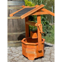 DARLUX Garten-Deko-Achteck-Brunnen aus Holz Braun/...