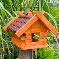 DARLUX Rechteckiges Vogelhaus L Vogel Futterstelle Haus aus Holz Braun/ Rot Vogelfutterhaus Wetterfest