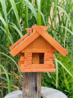 DARLUX Rechteckiges Vogelhaus L Vogel Futterstelle Haus aus Holz Braun/ Rot Vogelfutterhaus Wetterfest